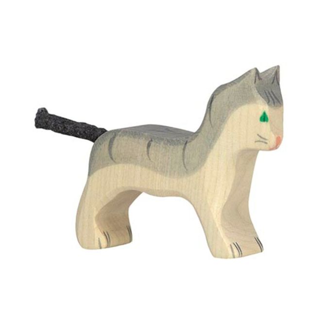 Hovedbilde Holztiger trefigur liten katt grå