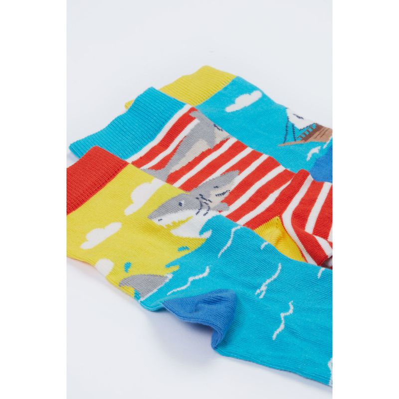 Frugi 3-pk. sokker Rock My Socks sjørøver/hai