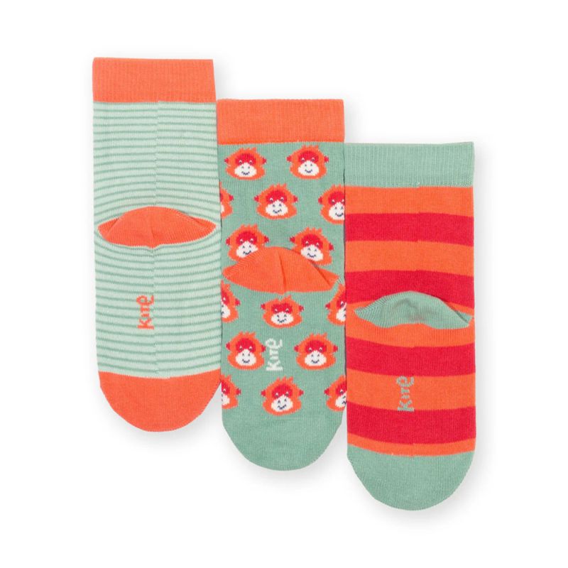 Kite sokker 3-pk. oransje/grønn/orangutang