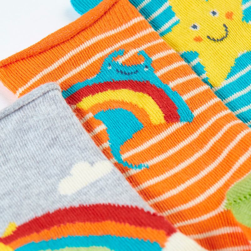 Frugi 3-pk. småbarnssokker bambusviskose sol/regnbue