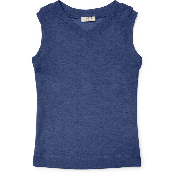 Petit by Basics ullvest v-hals blå melert