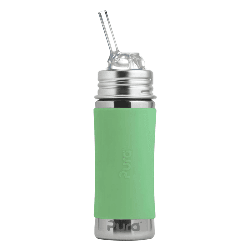Pura Kiki® sugerørflaske baby stål 325 ml Moss