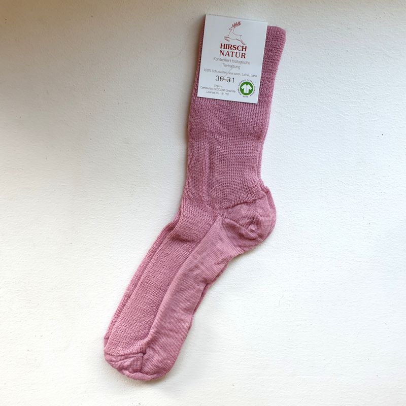Hirsch tynne ullsokker rosa 100 % ull