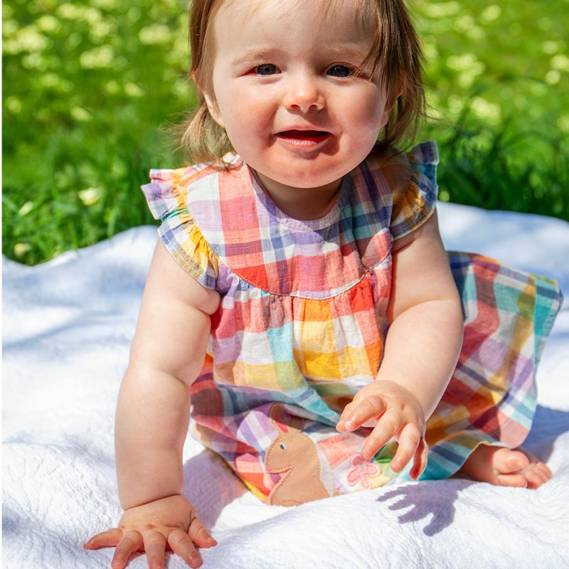Frugi kjolebody rutete med kanin