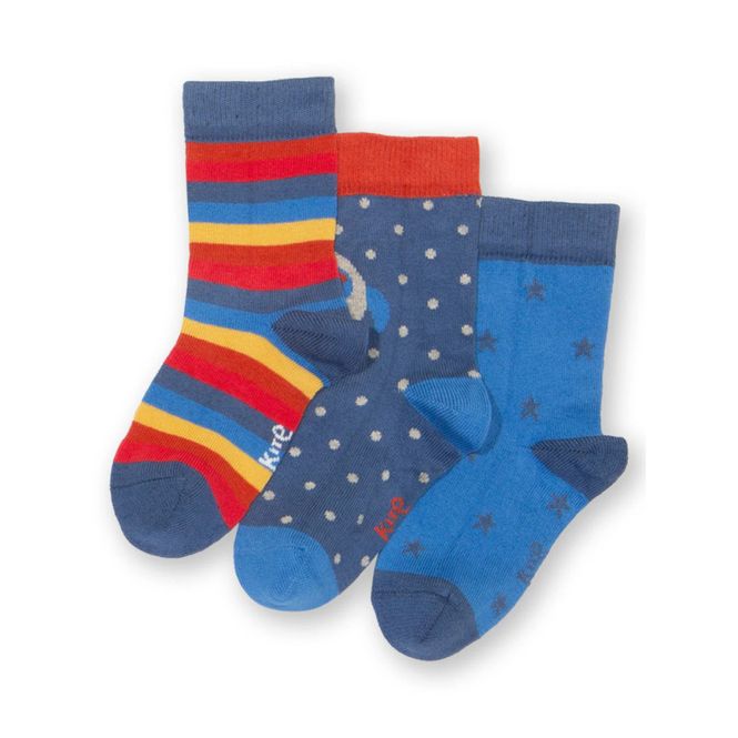 Hovedbilde Kite sokker 3-pk. regnbue/stjerne/blå (AW25)